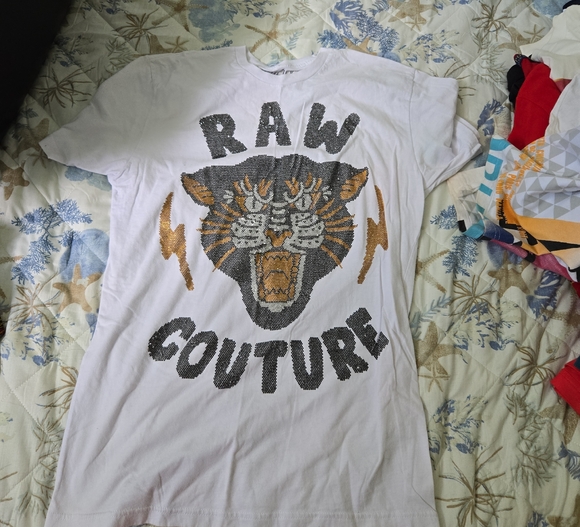 Raw Couture White Graphic Tiger Tee - Picture 1 of 4